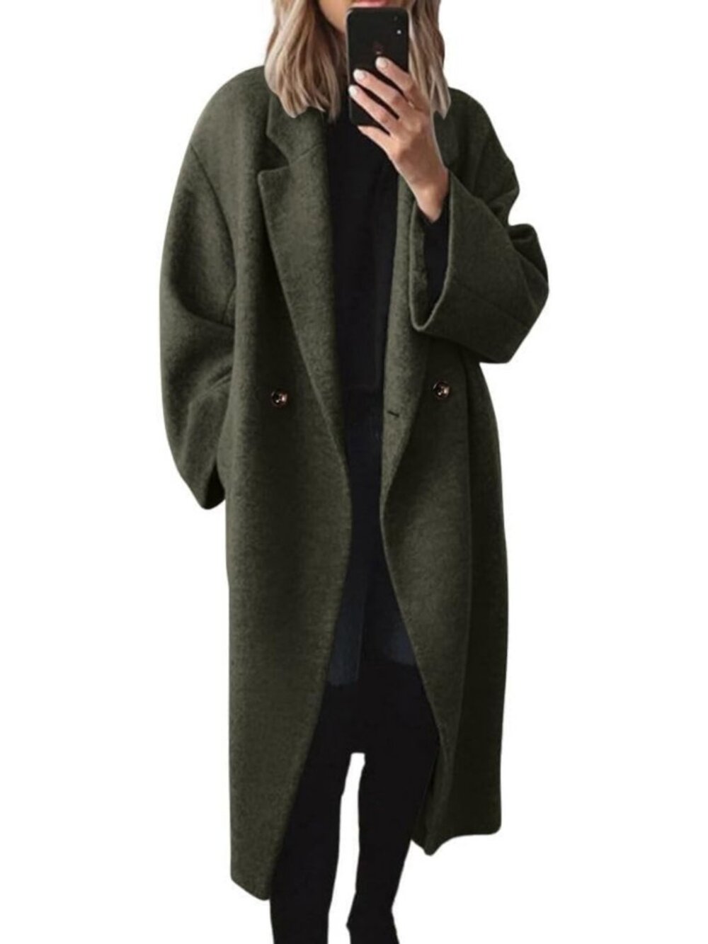 Chic Women's Winter Double Breasted Wool Coat | Long Sleeve Notch Lapel Trench